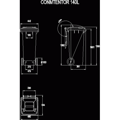 Contentor de lixo 140 l