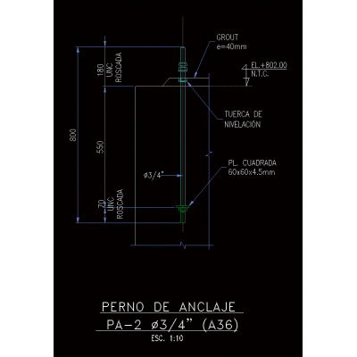 Anclaje 34 inchs