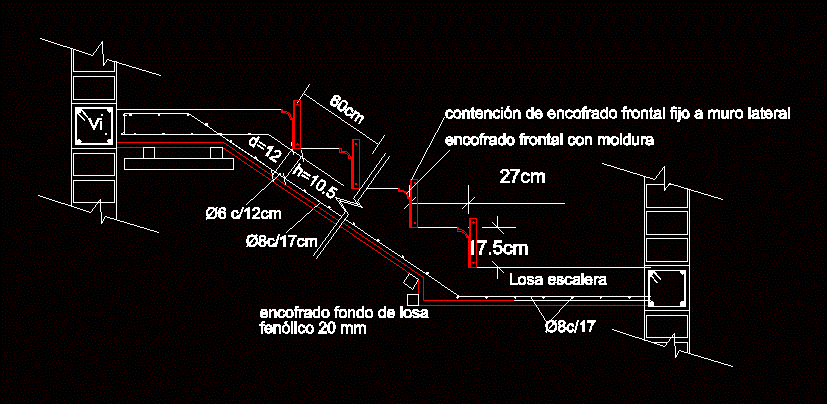 detalhe da escada de concreto