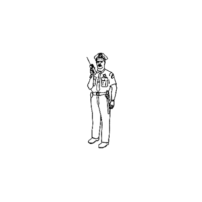 Agente di polizia in elevazione