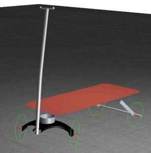 Stroller with handle and wheels in 3d