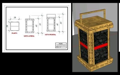Volumetria y planos de un orbe o contenedor cubico