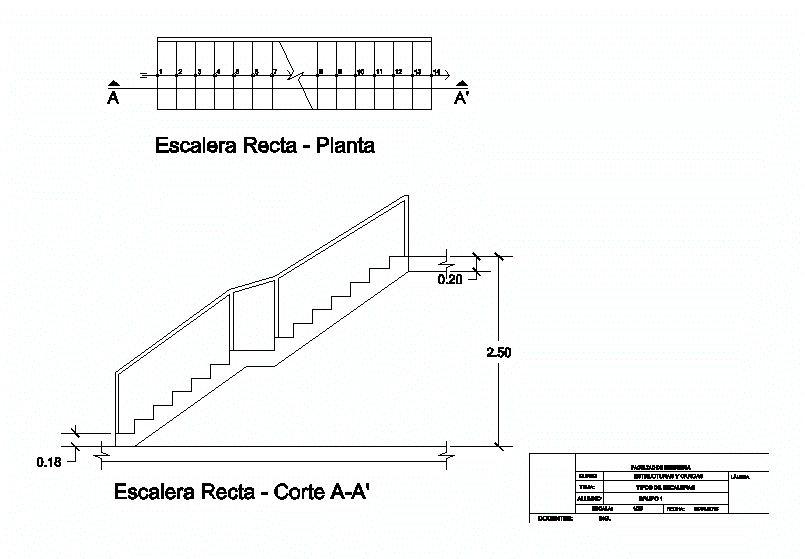 straight stair; with rest