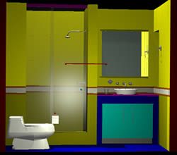 bathroom with tub in 3d