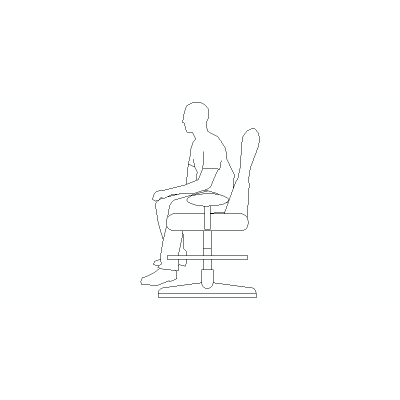 Silla De Peluqueria Masculina En Alzado Lateral