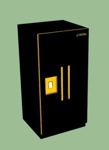 Kühlschrank, schwarze Farbe, Markenzoom 3D