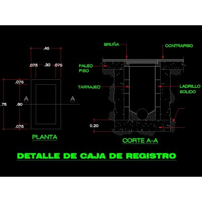 Caja de registro; hecho de ladrillo con concreto armado