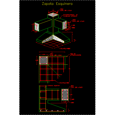 Cuadro de columnas 15 Zapata esquinera 2d