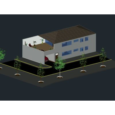Casa 2 pisos planos y 3d con texturas