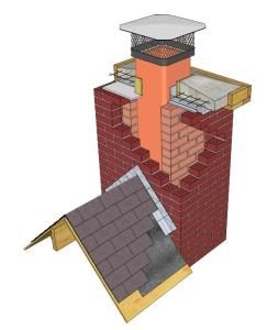 Chimney - meeting with roof - 3d