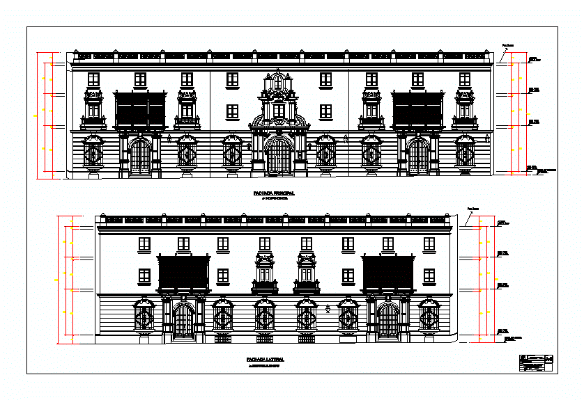 Plan of colonial façade - trujillo charity