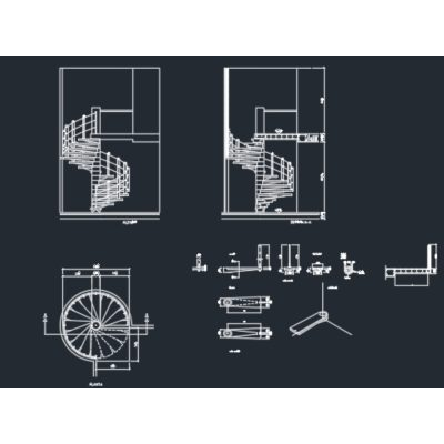 Escalera caracol metalico en autocad