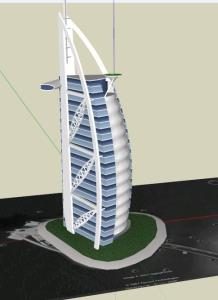 Bâtiment de l'hôtel de Dubaï 3d skp