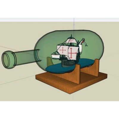 Barco en la botella 3d