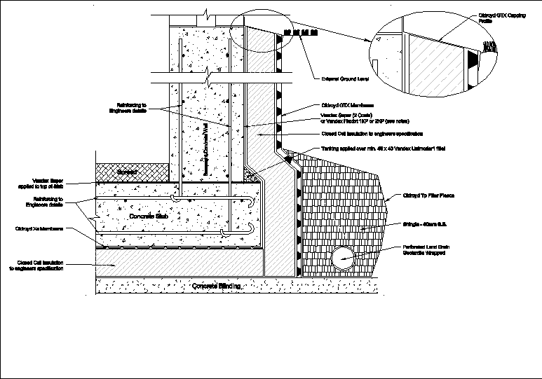 External Wall Waterproofing in DWG | CAD library