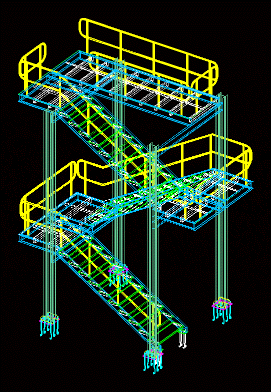 escalier industriel 3d