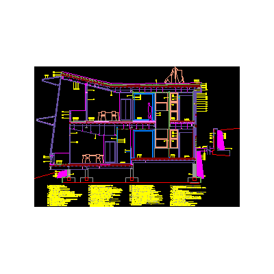 Seccion constructiva transversal completa de albergue