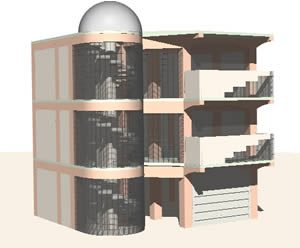 2-stöckige Apartments mit 3 Schlafzimmern (3D-Modell)