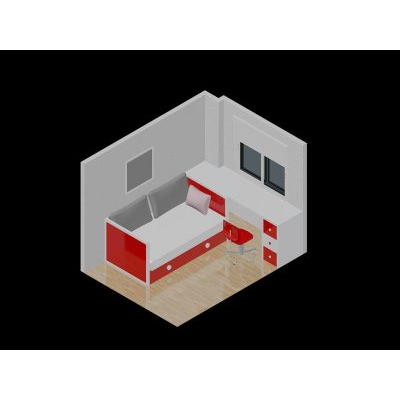 Habitacion de ninos con escritorio en 3d