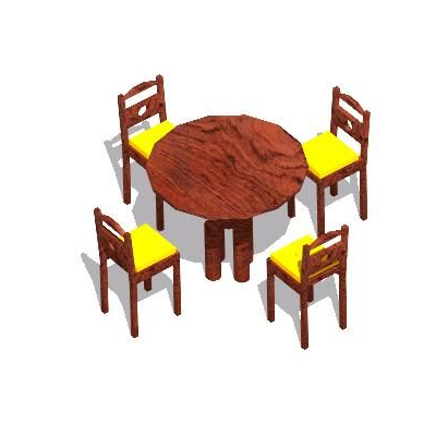 Chairs and dining room in 3d