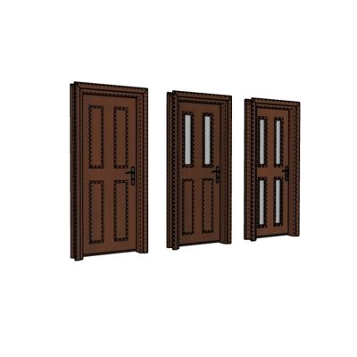 Puerta 3d en madera lista para renderizar