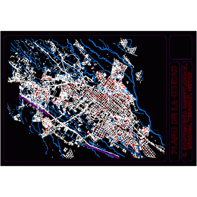 Plano de la ciudad de cordoba; veracruz; mexico