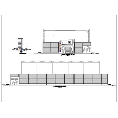 Malla metalica  y acceso a canchita; autocad