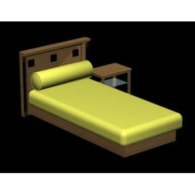 Juego de dormitorio cama simple 3d