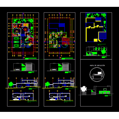 Architectural top view medium high type 2 levels