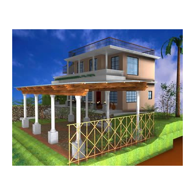 Pergola de madera 3d