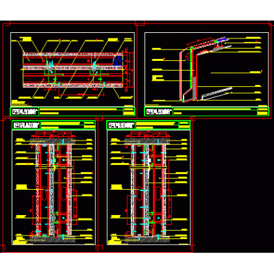 Placas de yeso - pladur-tabiques para protecciones radiologicas - secciones en horizontal y vertical - cinco archivos