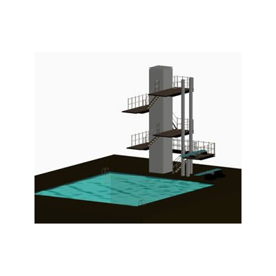 Piscina 3d con plataforma de clavados