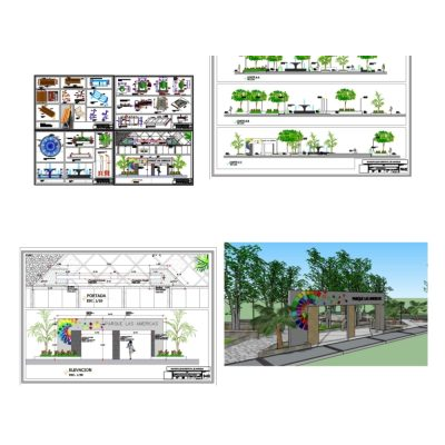 Parque urbano con pileta ornamental