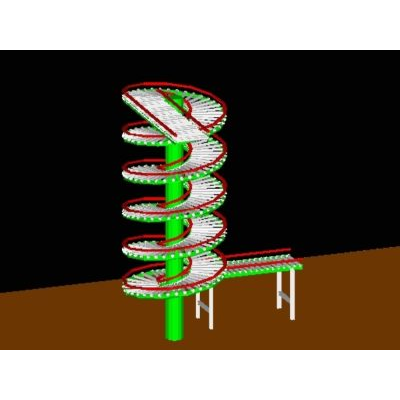 Transportador espiral para traslado de cajas