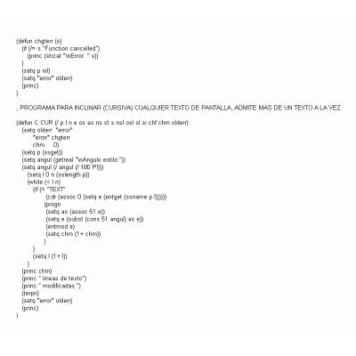 Lisp para inclinar (cursiva) cualquier texto