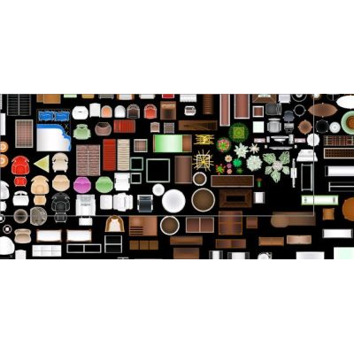 Bloques de muebles coloreados