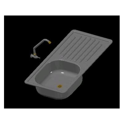 Lavadero de cocina de acero inoxidable 3d