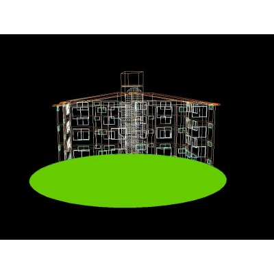 Edificio modelo en 3d con detalles