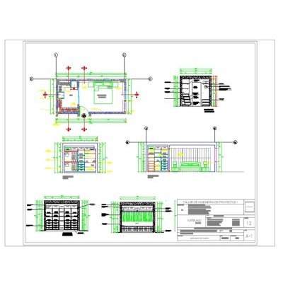 Detalle de un cuarto principal con closet - autocad