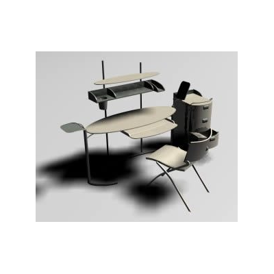Escritorio de madera 3d
