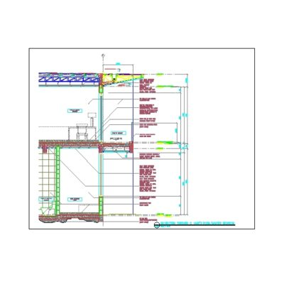 Seccion de fachada de casa residencial que atraviesa el balcon