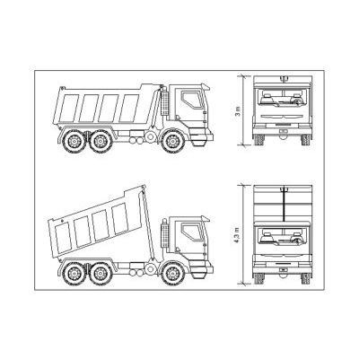 Camion en 2d con 4 vistas