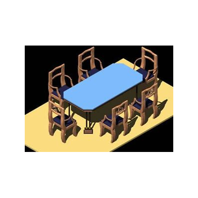 Dining table with chairs 3d