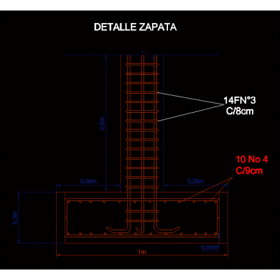 Detalle constructivo zapata