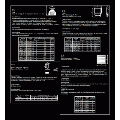 Especificaciones tecnicas luminarias