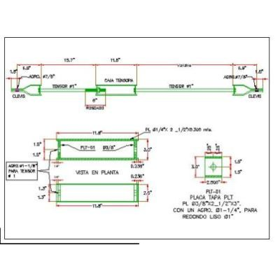 Caja tensora de 1pulg.  de diametro - autocad