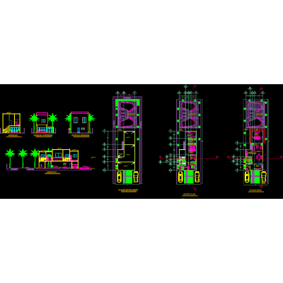 Planos de casa habitación con cortes y fachada