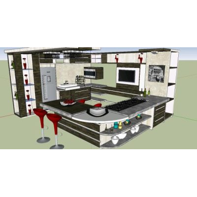 Cocina integral rojo