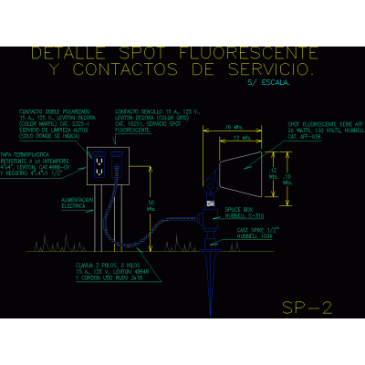 Spot fluorescente y contacto de servicio