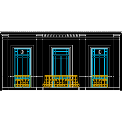Balcon avec garde-corps en fer forgé